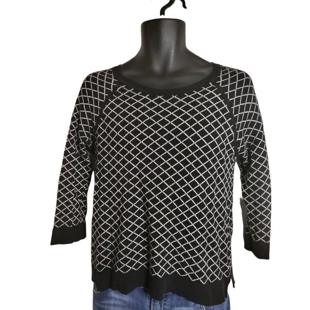 Philosophy Republic Pullover Women Sz L Black And White‎ Long Sleeve